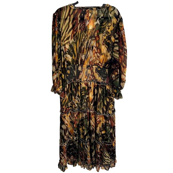 Truly 4 You Boho Crinkle Chiffon Floral Midi Dress - Size 2X - NWOT - Picture 2 of 3